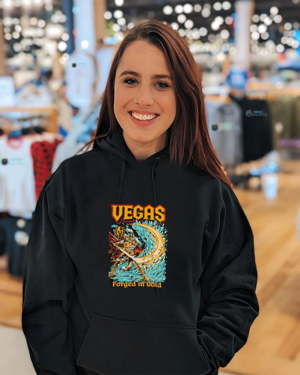 Vegas Golden Knights forged in gold slashing knight shirt