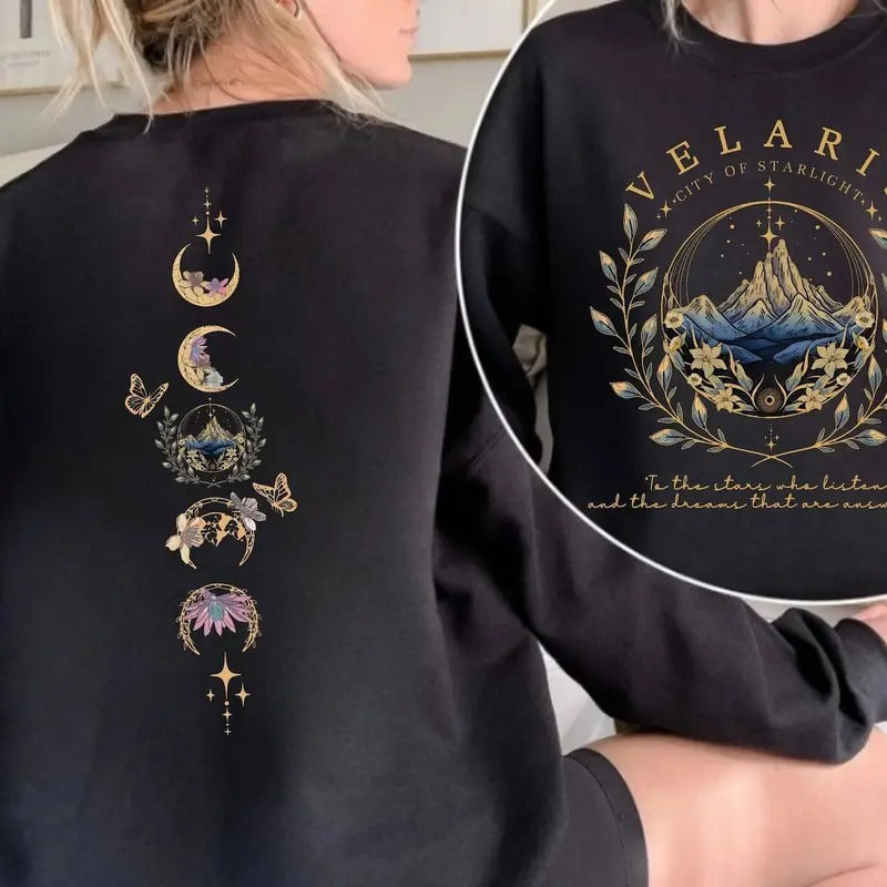 Velaris City Of Starlight Two-Sided Sweatshirt, The Night Court Sweater, Acotar Velaris Sweatshirt, Court of Dreams,...