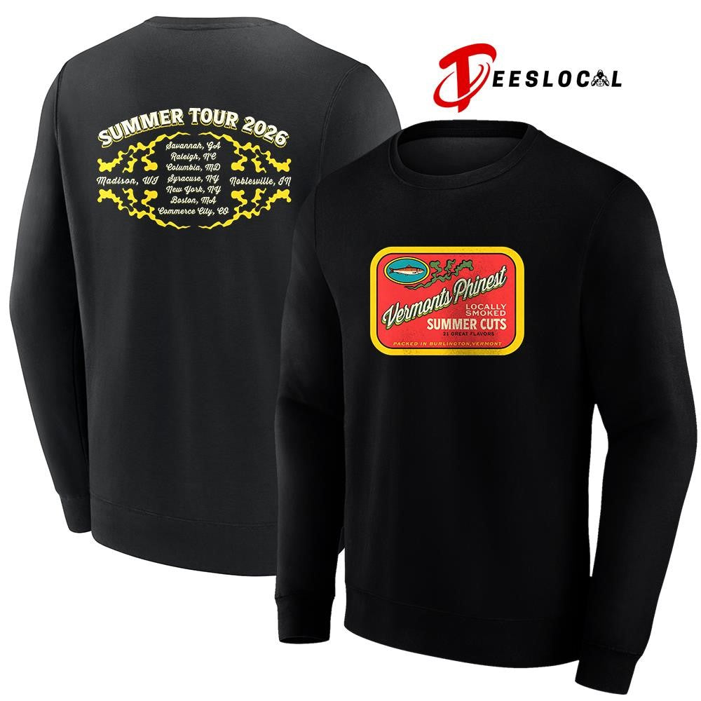 Vermonts Phinest locally smoked Summer tour cities shirt