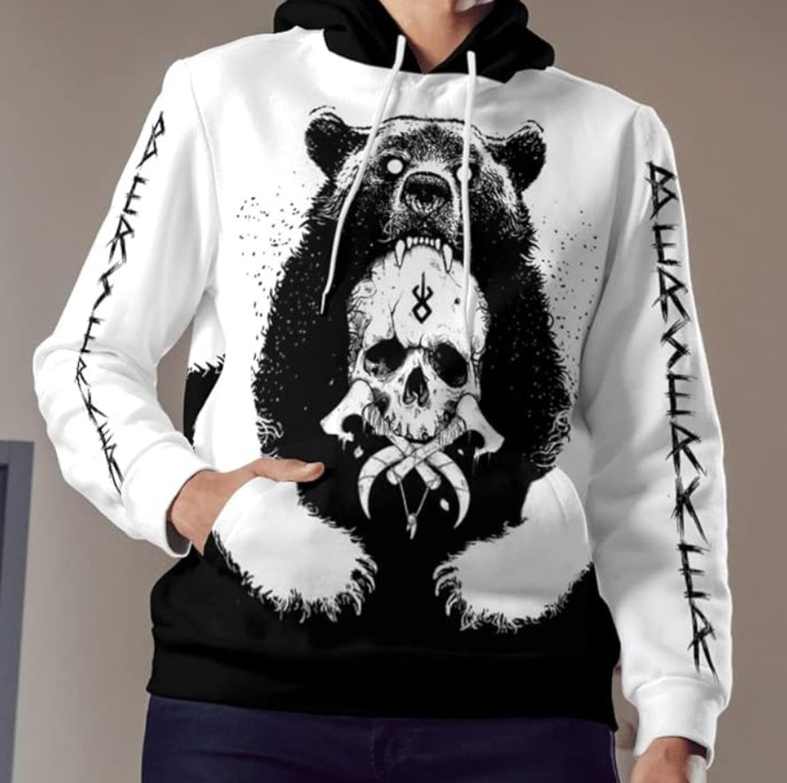 Viking Bear Skull And Yggdrasil 3D Hoodie