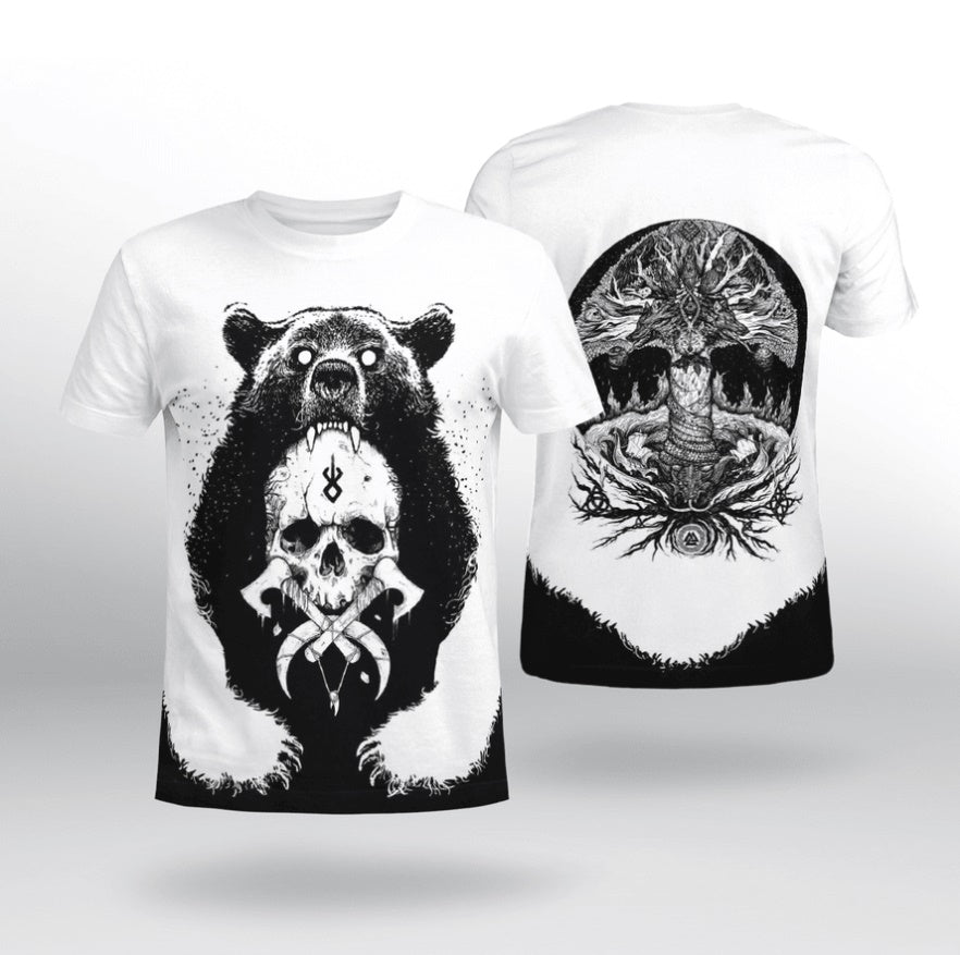 Viking Bear Skull And Yggdrasil 3D Hoodie