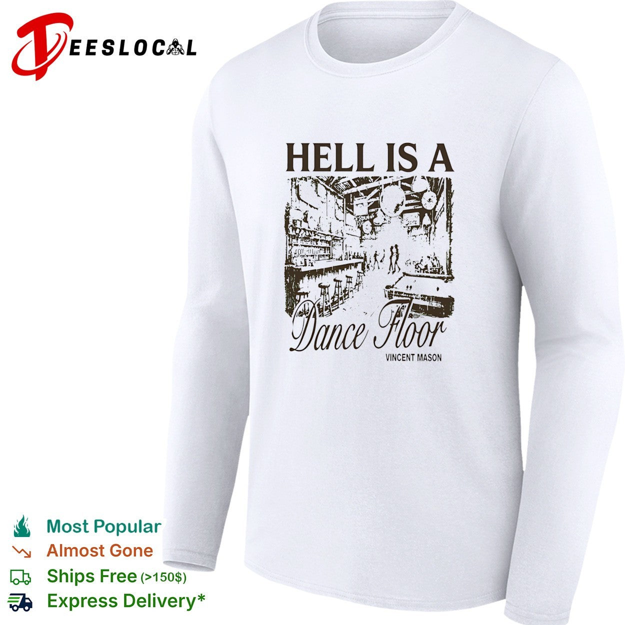 Vincent Mason hell is a dance floor ivory shirt