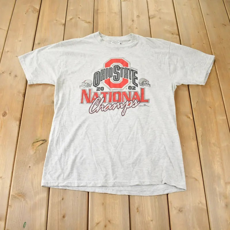 Vintage 2002 Ohio State University National Champs Collegiate Graphic T-Shirt Made In USA Hoodie, Sweatshirt | CiraTrend.com