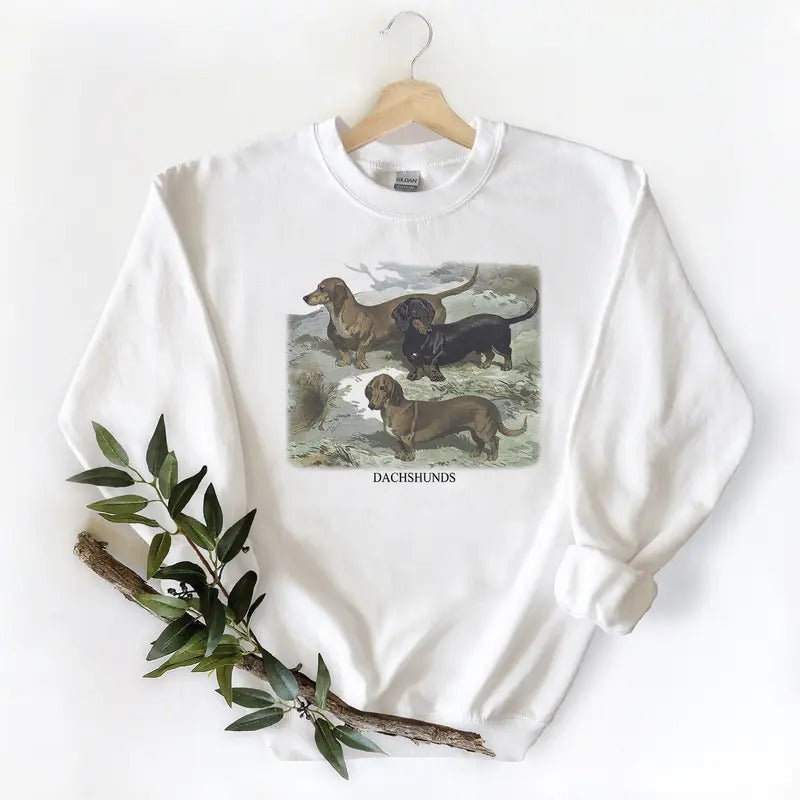 Vintage 90s Dachshund sweatshirt, Dachshund lover T-shirt Cotton Fabric Pullover Hoodie | CiraTrend.com