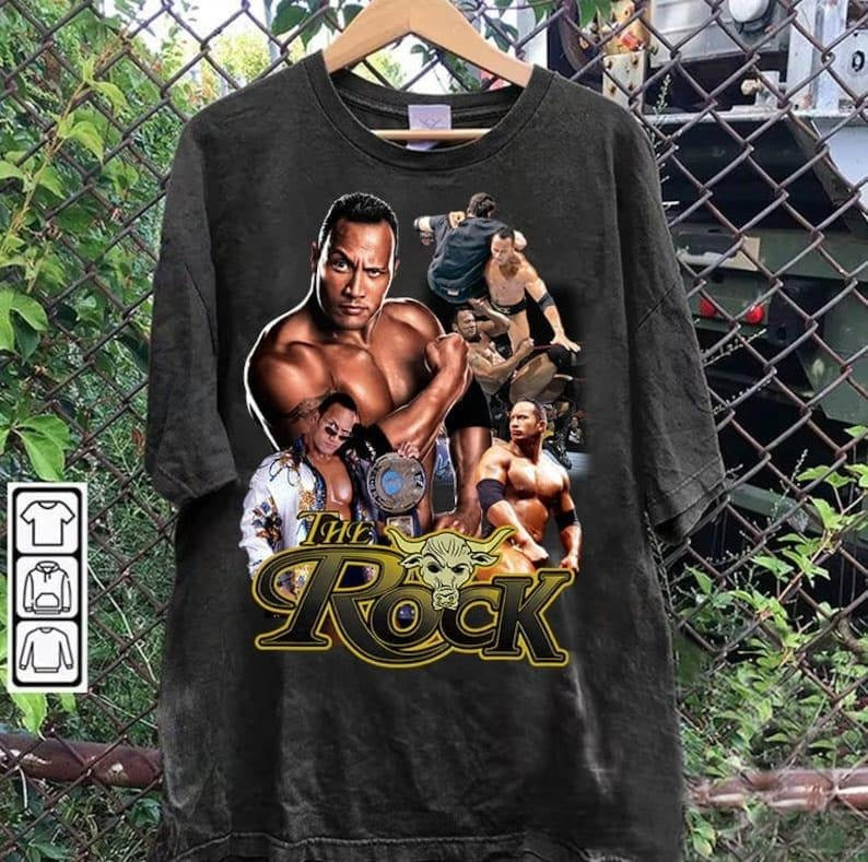 Vintage 90s Graphic Style Dwayne Johnson T-shirt - The Rock SweaT-shirt - American Professional Wrestler Tee For Man and...