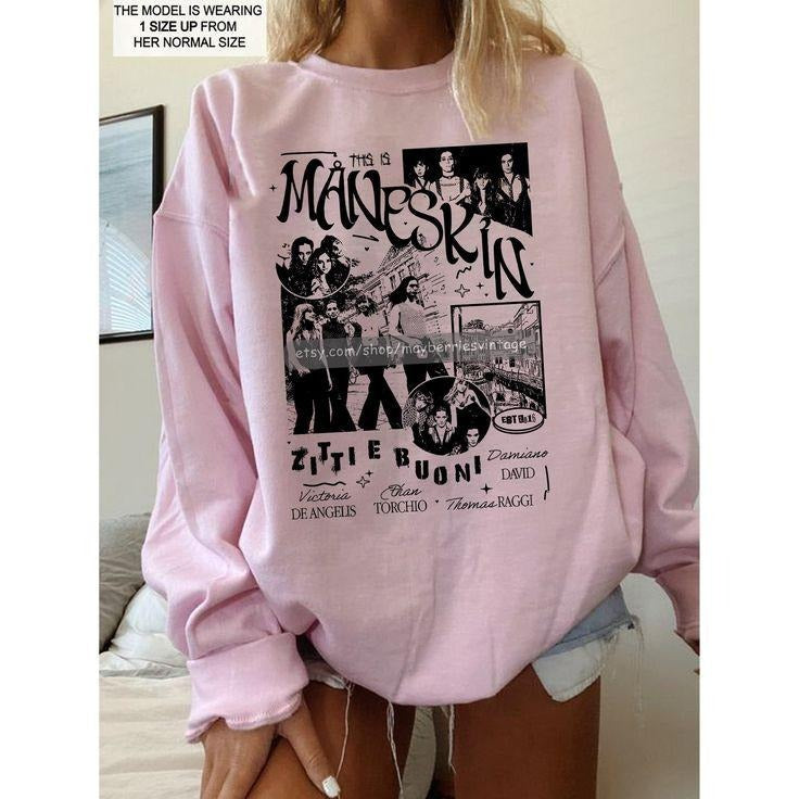 Vintage 90s Maneskin Tour Sweatshirt, Maneskin Fan Gifts Retro Design T-Shirts, Hoodie | CiraTrend.com