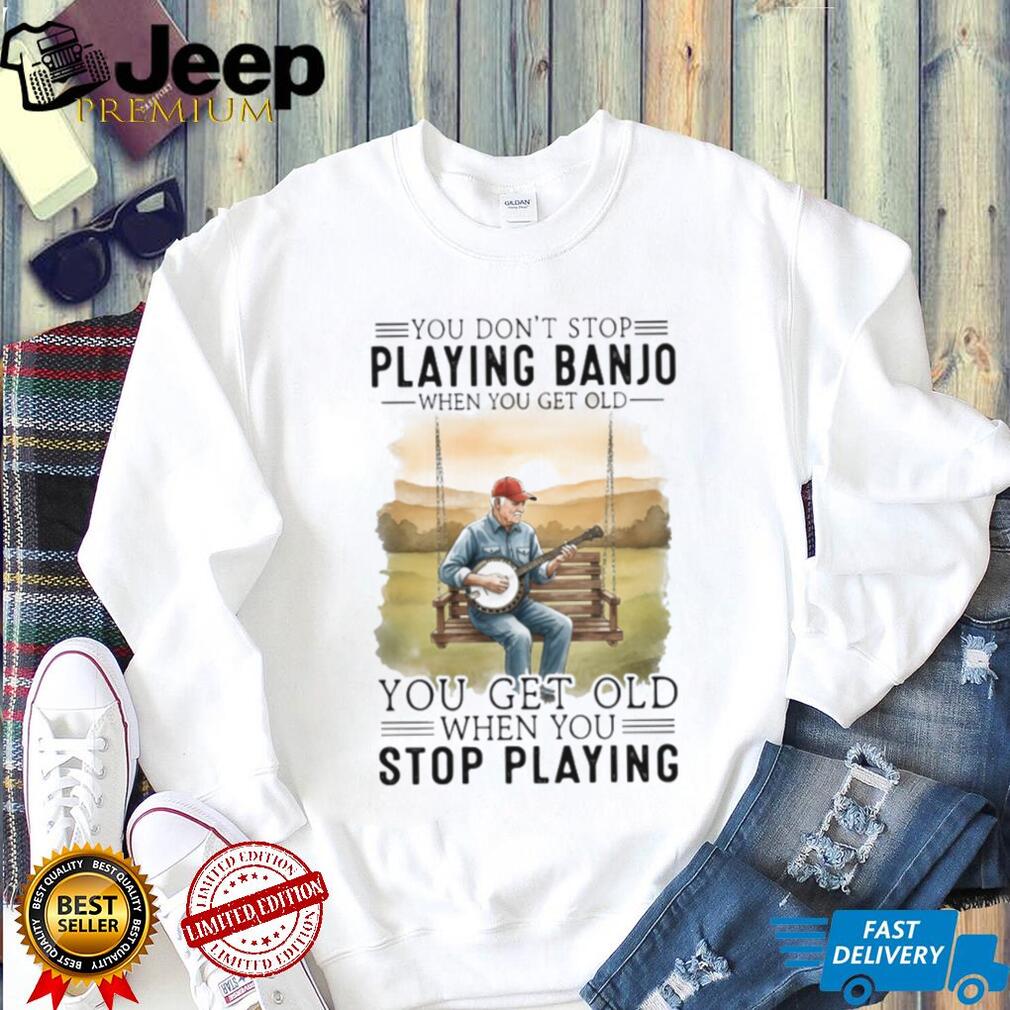 Vintage Banjo Player Quote Old Man Music Hobbyist T Shirt