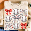 Vintage Baseball Bow , Bow Baseball , Coquette Baseball Shirt , Mama , Game Day Baseball Sweatshirt Hoodie | CiraTrend.com