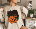 Vintage Black Cat On Pumpkin Sweatshirt, Retro 90s Halloween Sweater, Fall Sweatshirt, Black Cat Halloween Sweater,...
