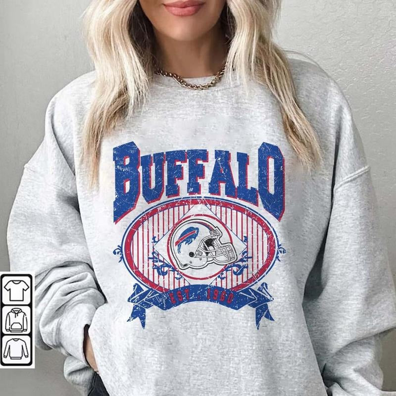Vintage Buffalo Football Sweatshirt, Buffalo Football Sweatshirt, Vintage Style Buffalo Football Sweatshirt, Sunday...