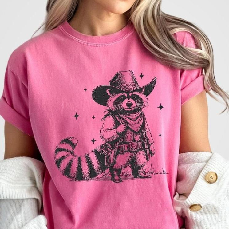 Vintage Cowboy Racoon Shirt, Funny Western Trash Panda Tshirt, Funny Racoon Meme Tee For Girl, Retro 90s Graphic Tee,...