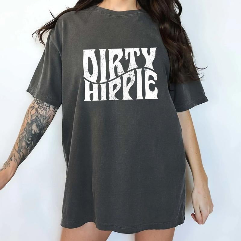 Vintage Dirty Hippie Comfort Colors Shirt, Boho Rustic Unhinged Tees, Hippie 70s Tee, Retro Inspired Oversized Graphic...