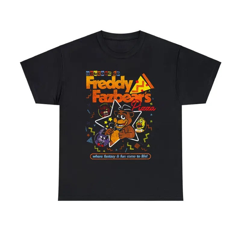 Vintage Five Nights at Freddy's T-Shirt Retro Gaming Cotton Graphic Tee Hoodie, Sweatshirt | CiraTrend.com