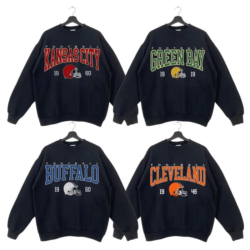 Vintage Football Big Words Logo Sweatshirt Black Color, Hometown Football Sweatshirt, Vintage Graphic Tees, Football Fan...
