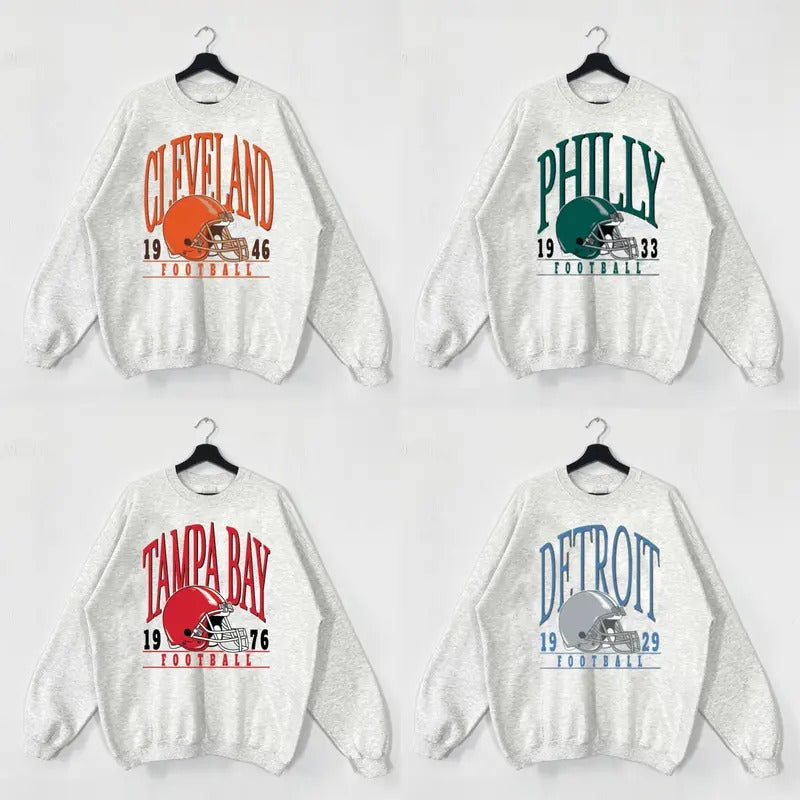 Vintage Football Sweatshirts Color Ash Grey, Unisex Football Crewnecks, Football Crewneck Sweatshirt T-Shirts, Hoodie