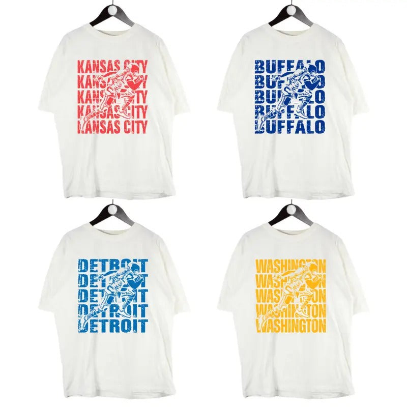 Vintage Football Team White T-Shirts, Sports Fan Crewneck, Retro Graphic Tee, Unisex Graphic Shirt Hoodie, Sweatshirt