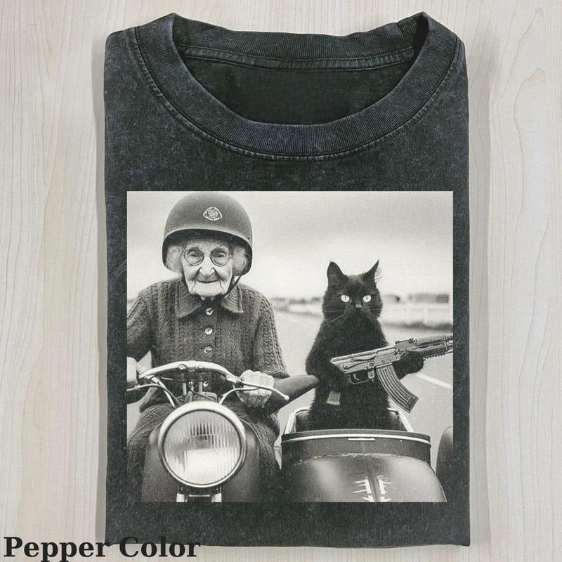 Vintage Funny Grandma And Cat Tshirt, Funny Vintage Movie Shirt-Love Cat-Love Grandma Tshirt-  Funny Meme Shirt Top...