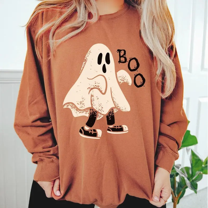 Vintage Ghost Sweatshirt, Retro Ghost Shirt, Boo Sweatshirt, LIGHTWEIGHT Sweatshirt, Fall Sweatshirt, Halloween Ghost...
