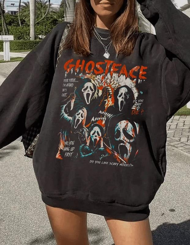 Vintage Ghostface Sweatshirt, Scream Ghost Sweater, Horror Movie Crewneck, Horror Film Club Shirt, Retro Halloween Shirt, Halloween Ghostface Sweatshirt