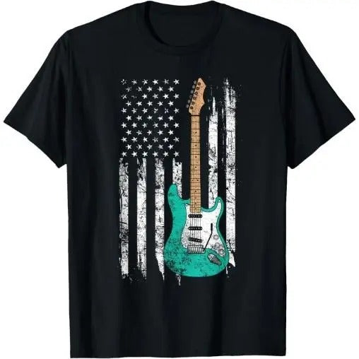 Vintage Guitar - American US Flag T-Shirt Made in USA Hoodie, Sweatshirt | CiraTrend.com