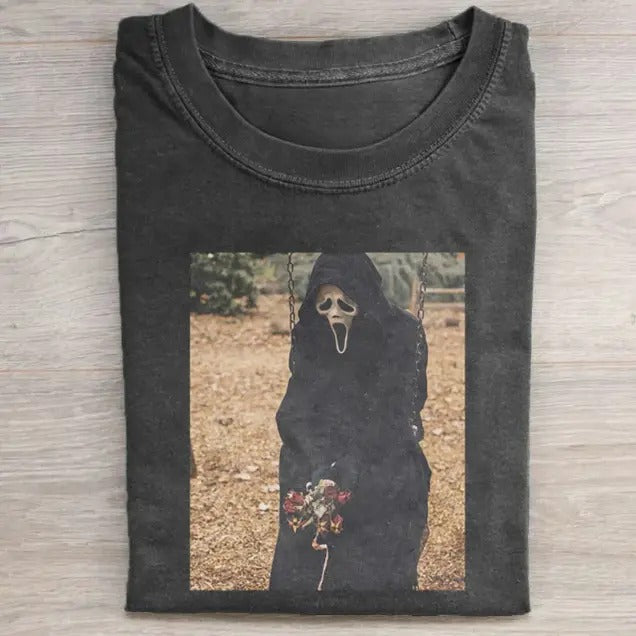 Vintage Halloween Graphic T-shirt, Ghost Face Sad Tee, Horror Movie Shirt, Horror Character, Funny Halloween Shirt,...