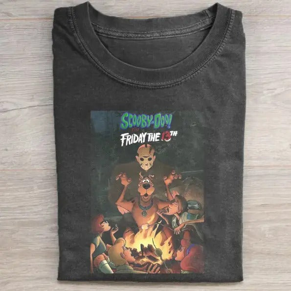 Vintage Halloween Graphic T-shirt, Jason Voorhees X Scooby Doo Tee, Horror Movie Shirt, Horror Character, Funny Halloween...