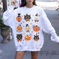 Vintage Halloween Shirt Cute Halloween Sweatshirt Black Cat Primitive Halloween Pumpkin Shirt Folk Art Retro Halloween...