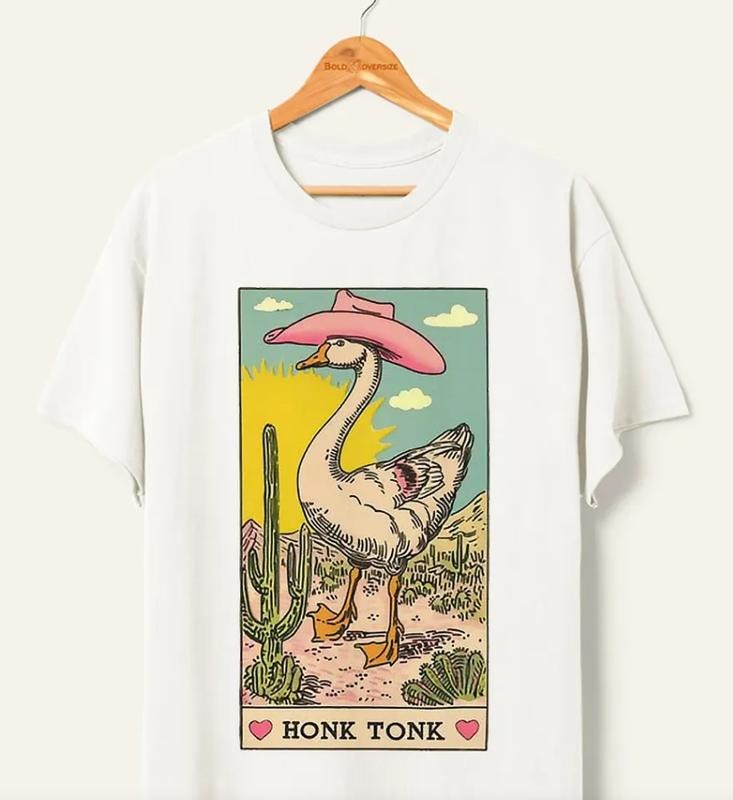 Vintage Honk Tonk Goose T-Shirt, Unisex T-Shirt, For Men Women Menswear Top Hoodie, Sweatshirt | CiraTrend.com