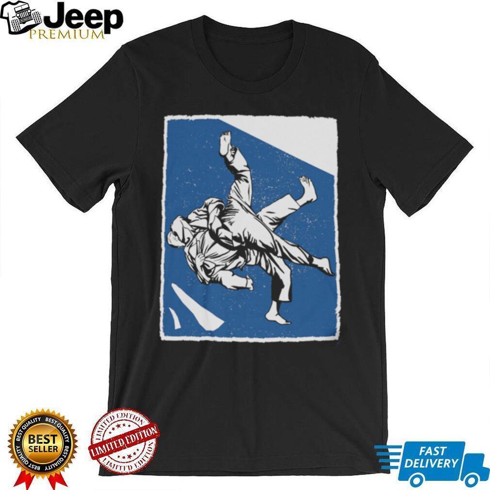 Vintage Judo Throw Martial Arts Graphic Blue Silhouette T Shirt