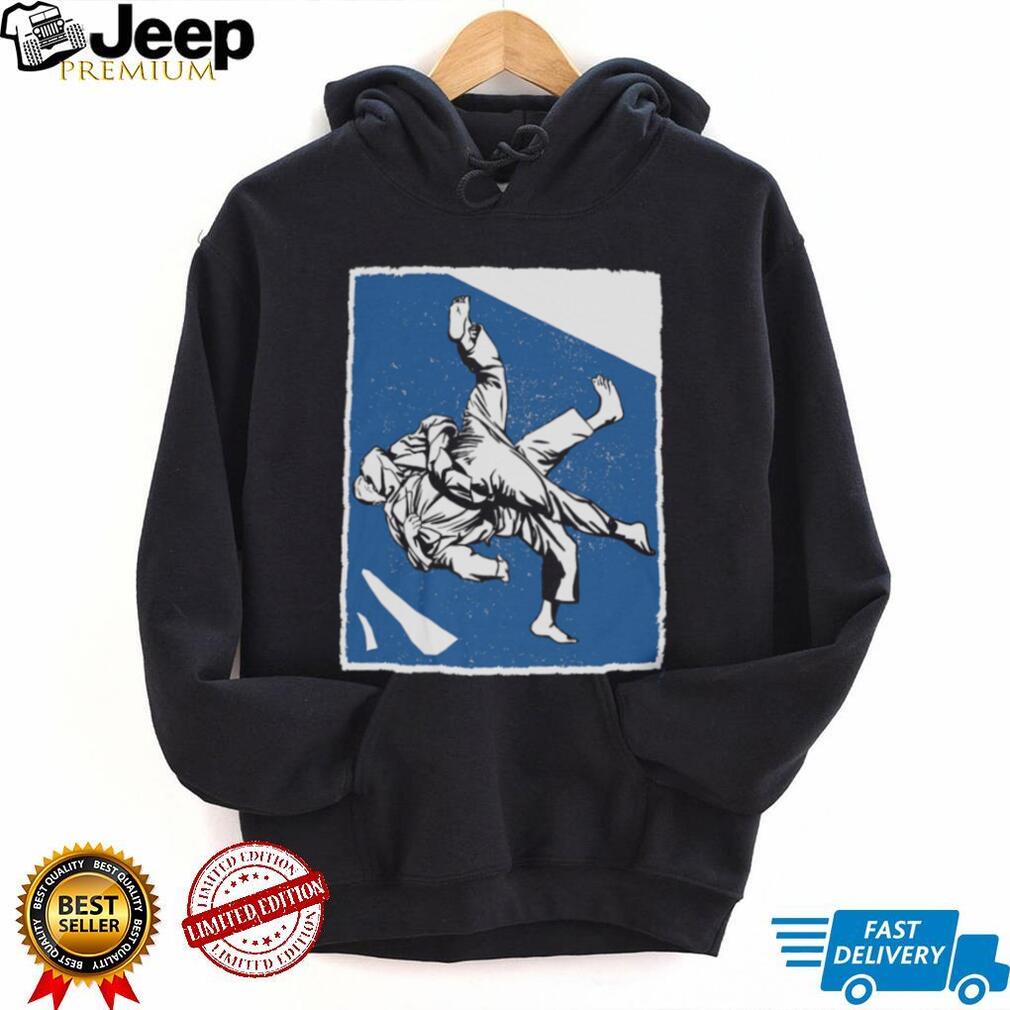 Vintage Judo Throw Martial Arts Graphic Blue Silhouette T Shirt
