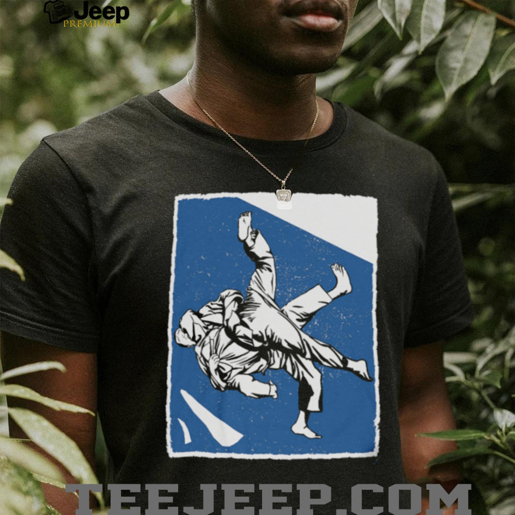 Vintage Judo Throw Martial Arts Graphic Blue Silhouette T Shirt