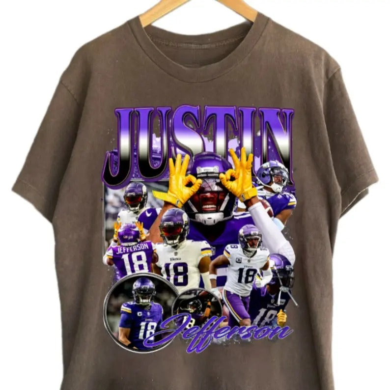 Vintage Justin Jeffers0n Shirt, Football Tee, 90s Graphic Tee, Unisex Retro Gift, Vik!ngs Team T Shirt Hoodie, Sweatshirt