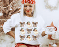 Vintage Leopard Santa with Coquette Bows Crewneck. Relaxed Christmas Unisex Pullover Crewneck Sweatshirt. T-Shirts, Hoodie