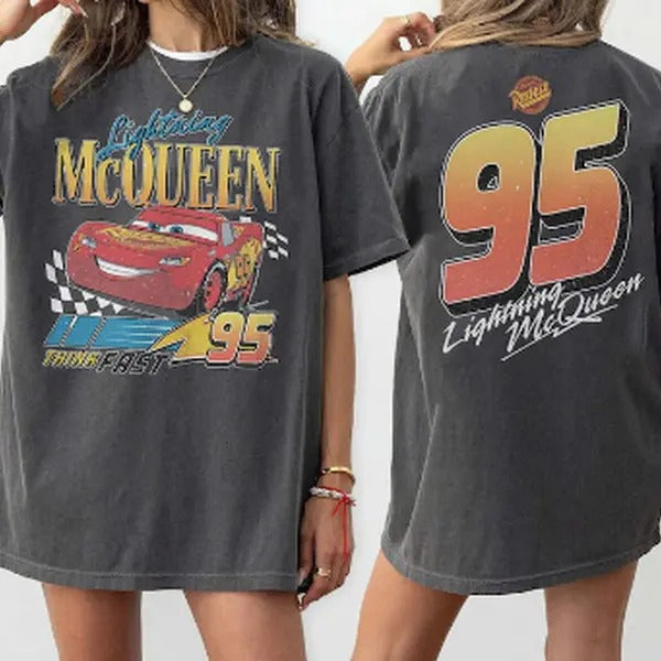 Vintage Lightning Mcqueen Shirts, Lightning McQueen Number Back T-shirts, Cars Shirts For Car Guys , Gift for Dad,...