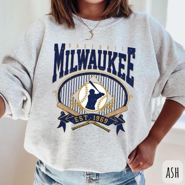 Vintage Milwaukee Baseball Sweatshirt, Milwaukee Baseball Fan, Sports Fan T-Shirts, Hoodie | CiraTrend.com
