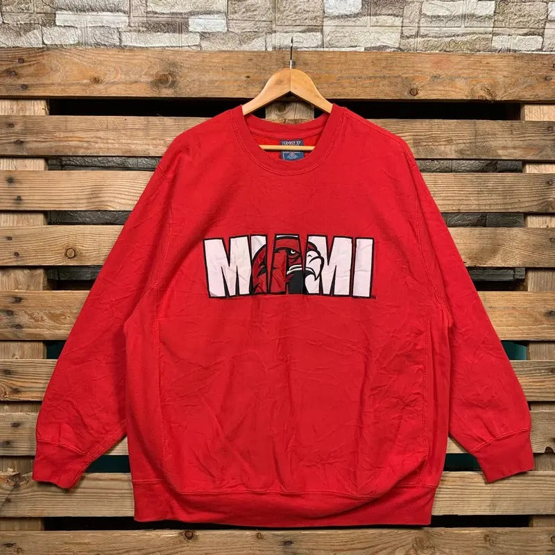 Vintage NCAA Miami RedHawks Sweatshirt Redhawks Pullover Sweater Redhawks Crewneck Jumper Miami Redhawks Embroidery...