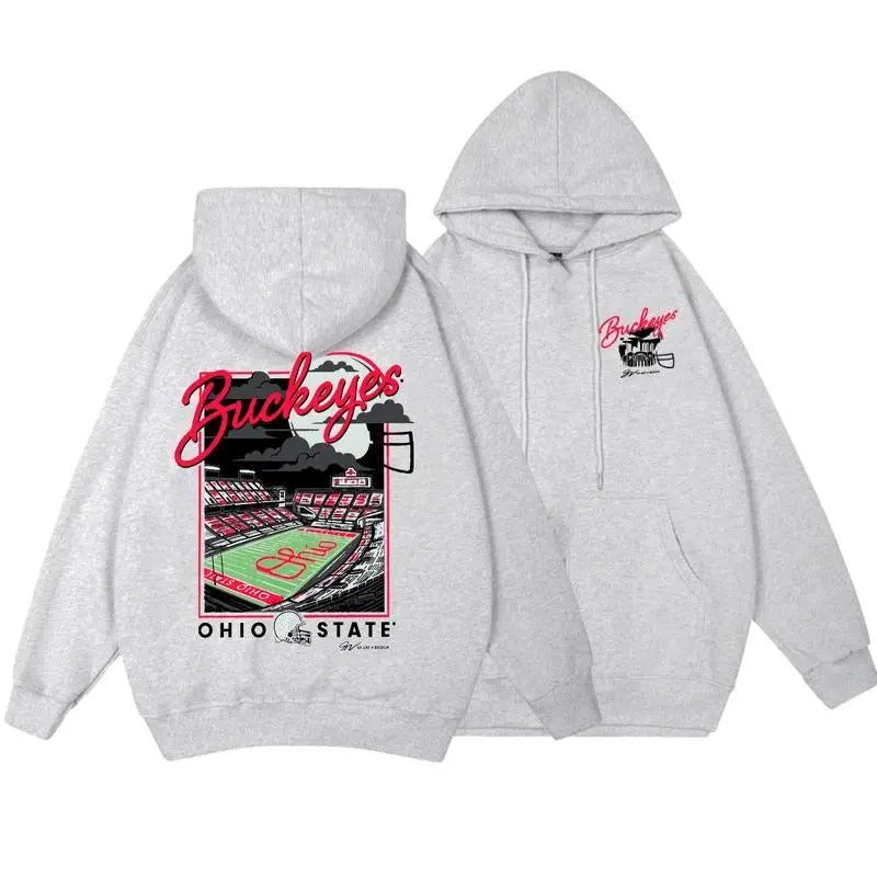 Vintage Ohio State Script Scene 2 side Hoodie Streetwear Menswear Top Sports Classic Tee Casual Sweater Hoodie Pullover...