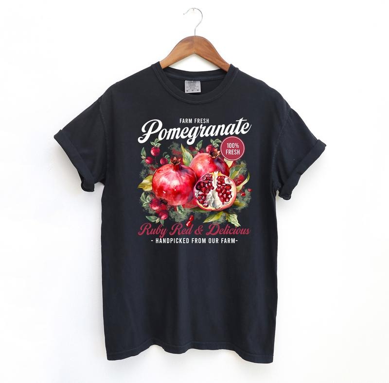 Vintage Pomegranate Womens Tshirt, Comfort Colors Vintage Tees, Fruit Funny Graphic Tees, Fruit Lover Shirt Fit Top...