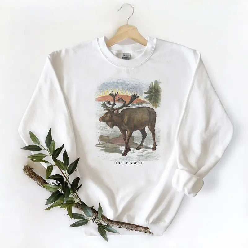 Vintage Reindeer sweatshirt, Antique reindeer print, Daddy and me Unisex Tshirt, sweatshirt, hoodie Cotton | CiraTrend.com
