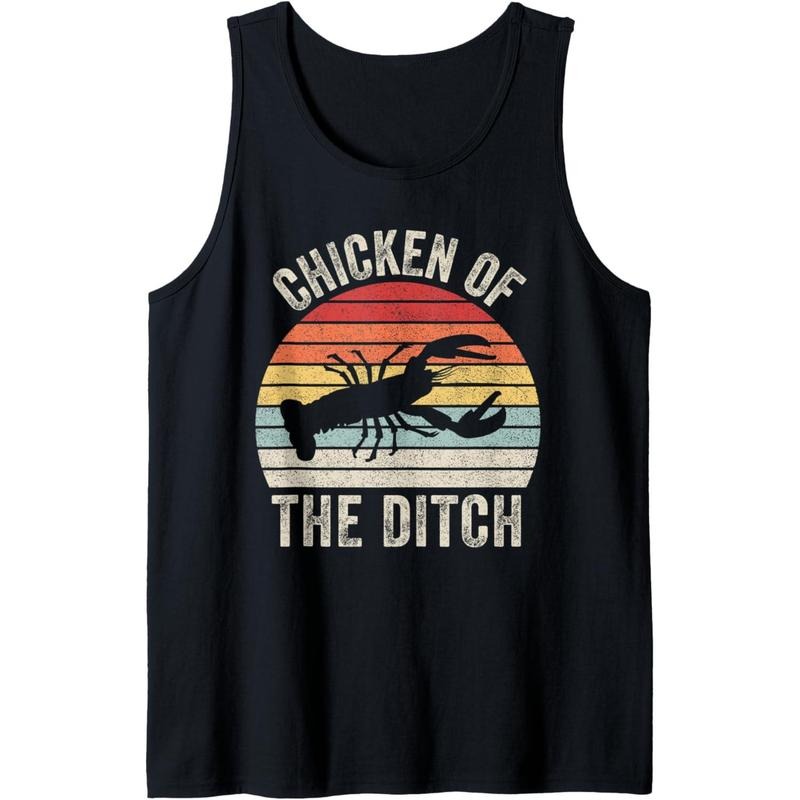 Vintage Retro Chicken Of The Ditch Cajun Crawfish Tank Top MADE IN USA T-Shirts, Hoodie, Sweatshirt | CiraTrend.com
