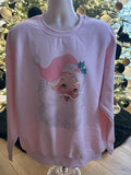 Vintage Santa Christmas Sweatshirt Light Pink Vintage Comfy Christmas Sweatshirt Santa T-Shirts, Hoodie | CiraTrend.com