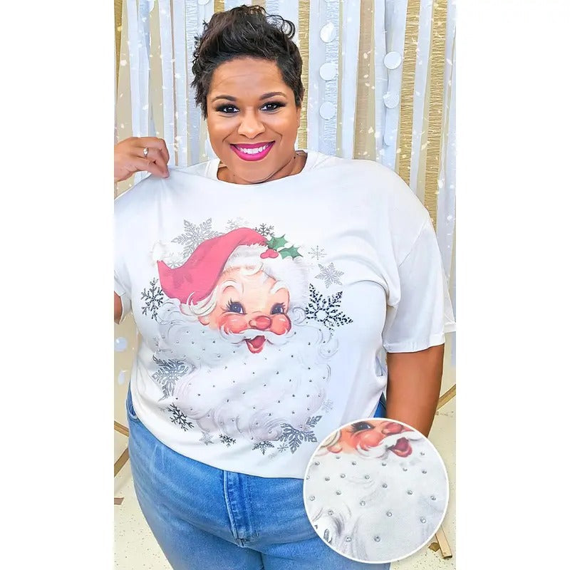 Vintage Santa Rhinestone Graphic Shirt Hoodie, Sweatshirt | CiraTrend.com