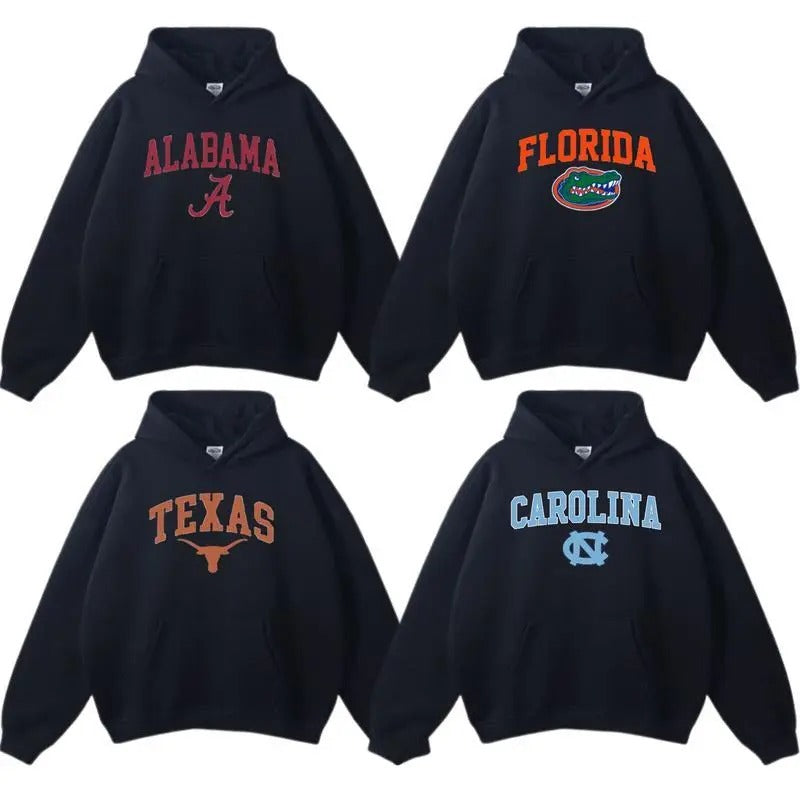 Vintage Sport Teams NCAA Collection Black Unisex Hoodie, All Team NCAA Shirt, Football Tee, Graphic Shirt for Men, for...
