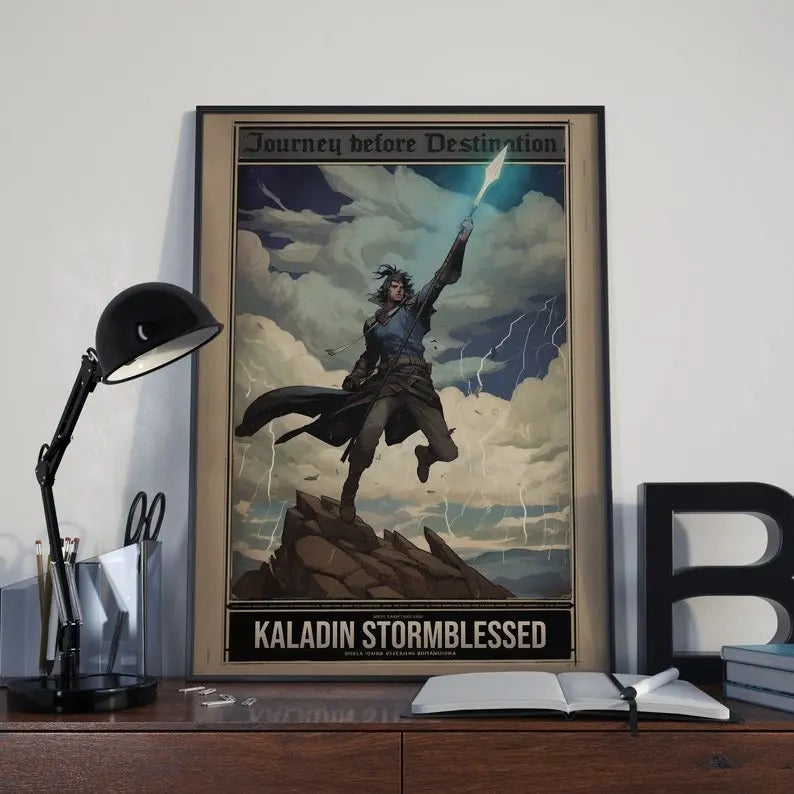 Vintage Stormlight Archive Canvas Wall Art, Kaladin Stormblessed Poster, Way of Kings Canvas, Home Decor, Gift For Bookish