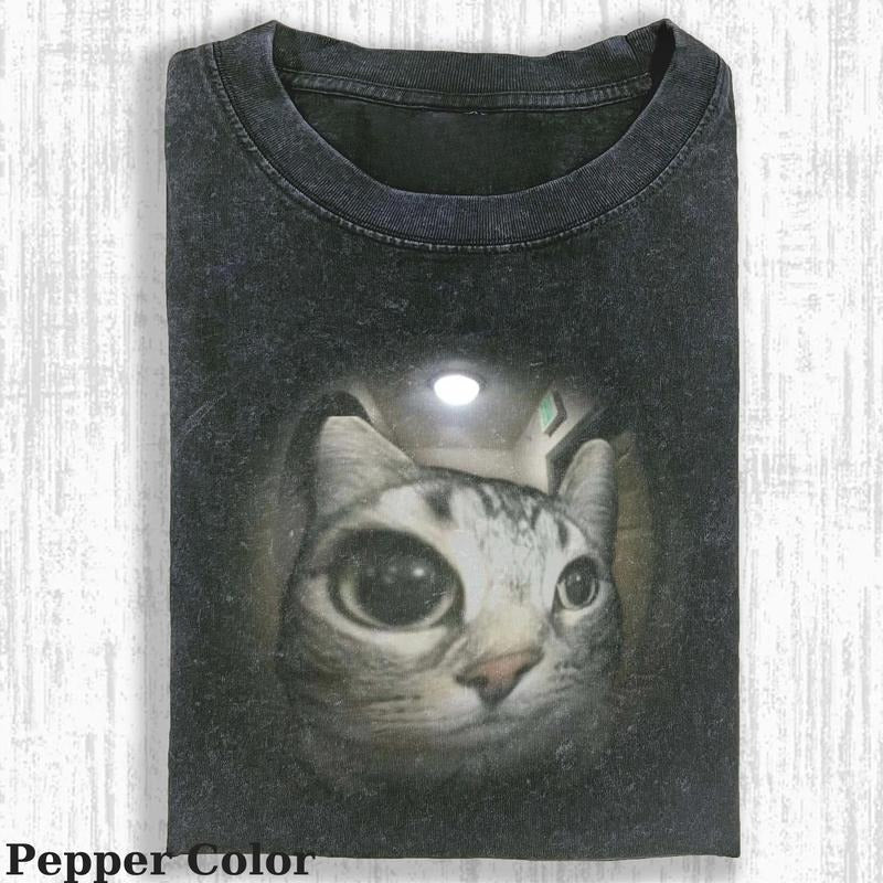 Vintage Strange Cat T-shirt, Fantasy Kitten Tshirt, Cute Cat Shirt, Love Cat Tshirt, Meme Cringe Funny Dumb Shirts,...