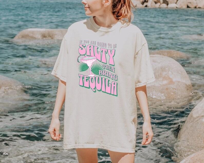 Vintage Tequila Shirt Funny Shirt for Beach Trip Tshirt Retro Tequila Beachy d Tee Coconut Girl Shirt for Beach Vacation...