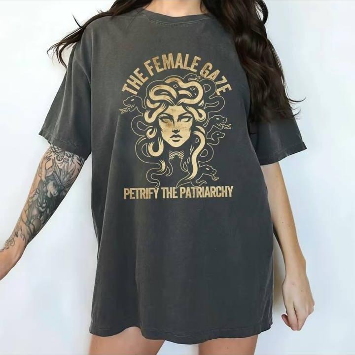 Vintage The Female Gaze Pertrify The Patriarchy Comfort Colors Shirt, Feminist Graphic Tee, Girls Power Unhinged Tees,...