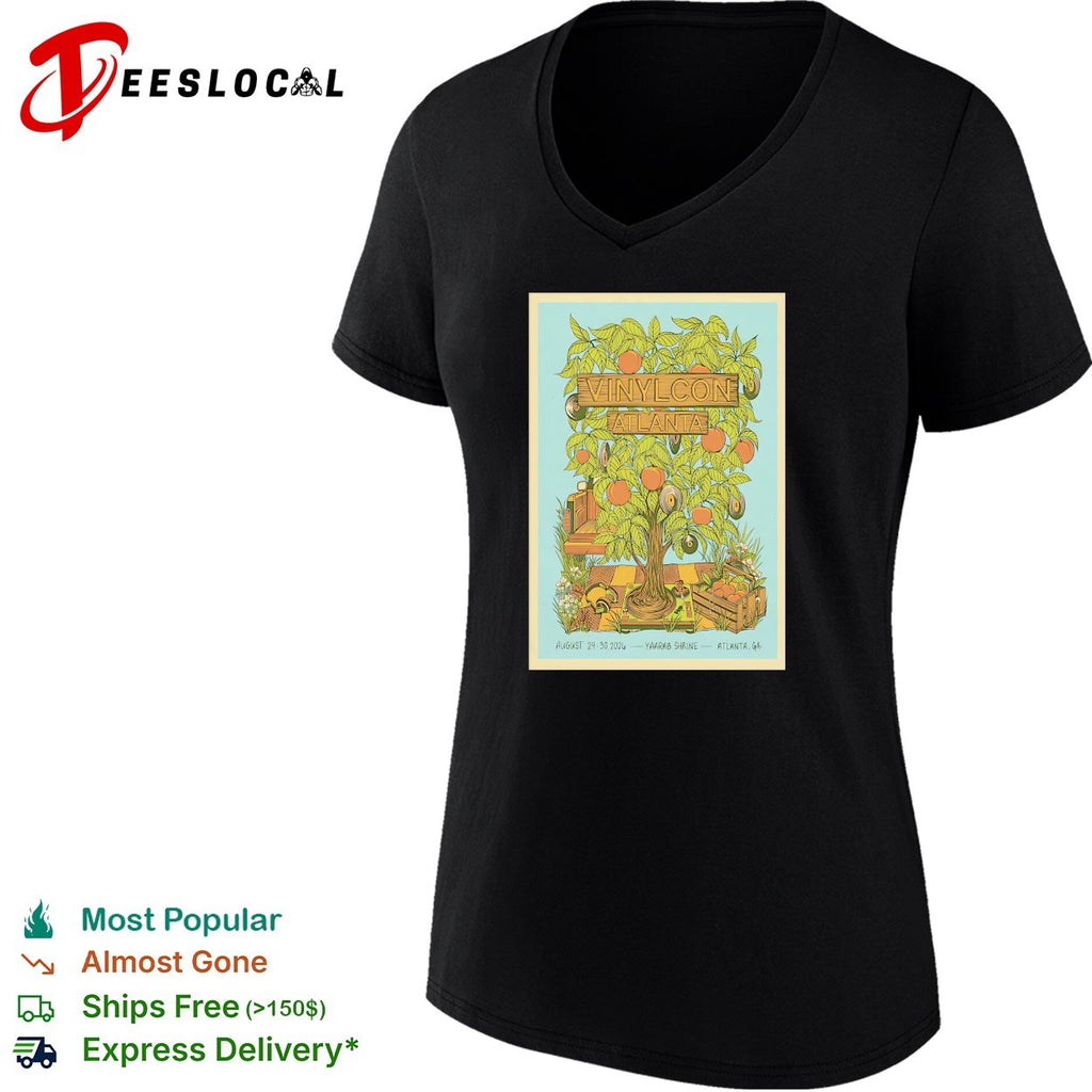 Vinylcon Atlanta peach tree vinyl records poster shirt