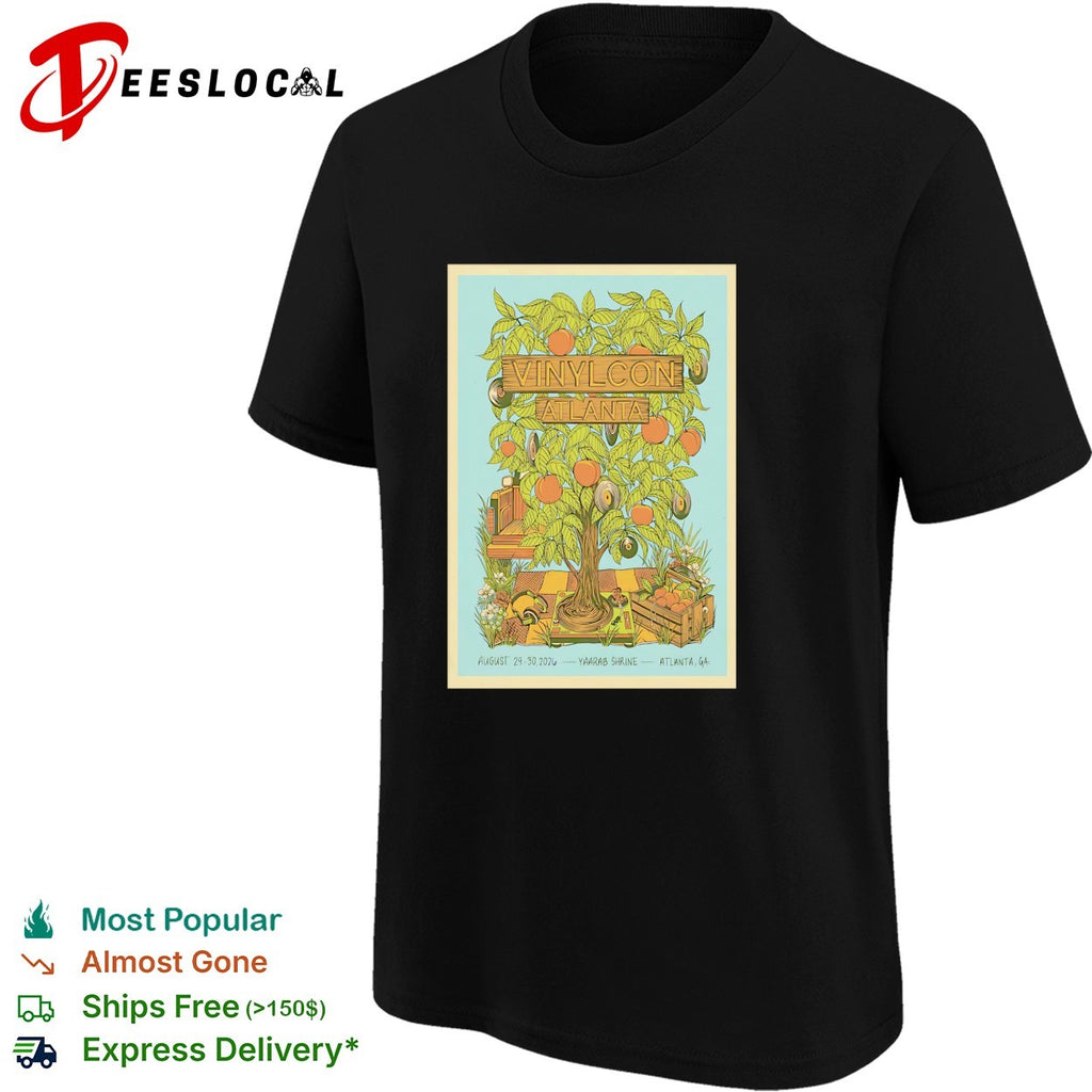 Vinylcon Atlanta peach tree vinyl records poster shirt