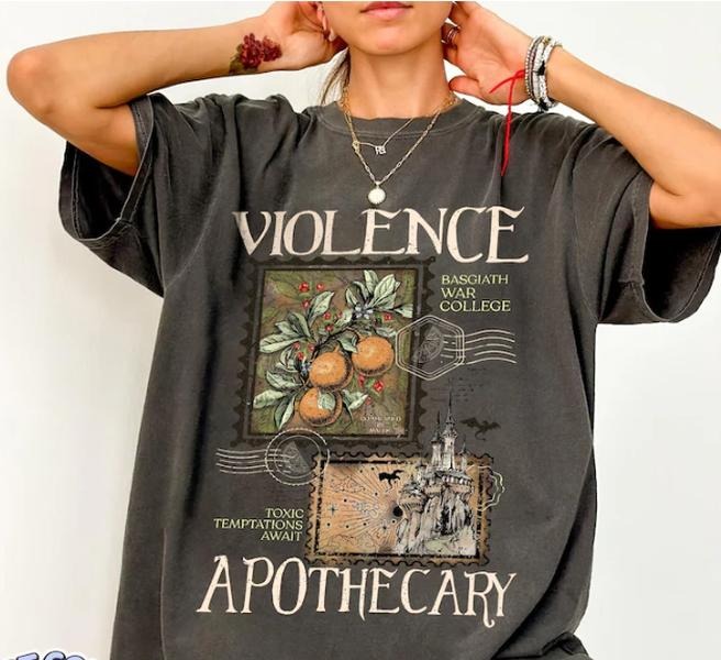 Violence Apothecary Shirt, Fourth Wing Shirt, Basgiath War College Shirt, Violet Sorrengail, Riorson House Gift,Xaden...